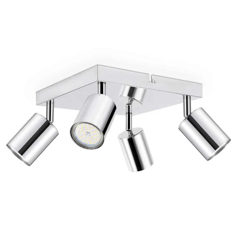 Dehobo Polished Chrome 4 Way Ceiling Spotlight - GU10 Spotlights