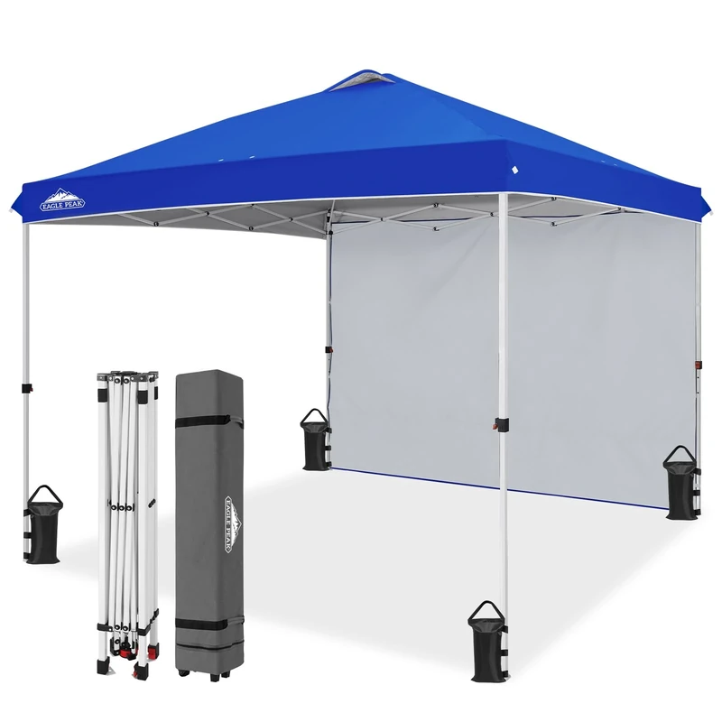 EAGLE PEAK 3m x 3m Pop Up Canopy Tent with 1 Sidewall, Easy Setup Event Tent, Canopy Tent, Blue