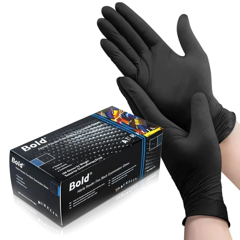 UK BEST BRANDS (100) Black Nitrile Disposable Gloves (Small) - Heavy Duty - Tattooist tattoo mechanic - Latex and Powder Free