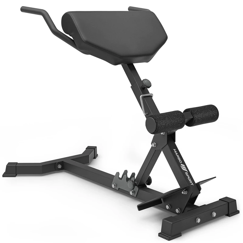 Marbo Hyperextension Back Trainer - Back Stretcher Device for Home - Adjustable Backrest Angle, Reinforced Padding, Sturdy Durable Construction - MS-L108 2.0 - Black