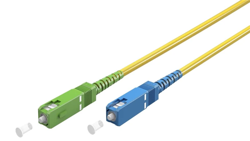 goobay 59666 Fibre Optic Cable (FTTH) / Singlemode (OS2) Simplex/SC APC (8°) Male to SC-UPC (8°) Male/Light Wave Cable / 30 m