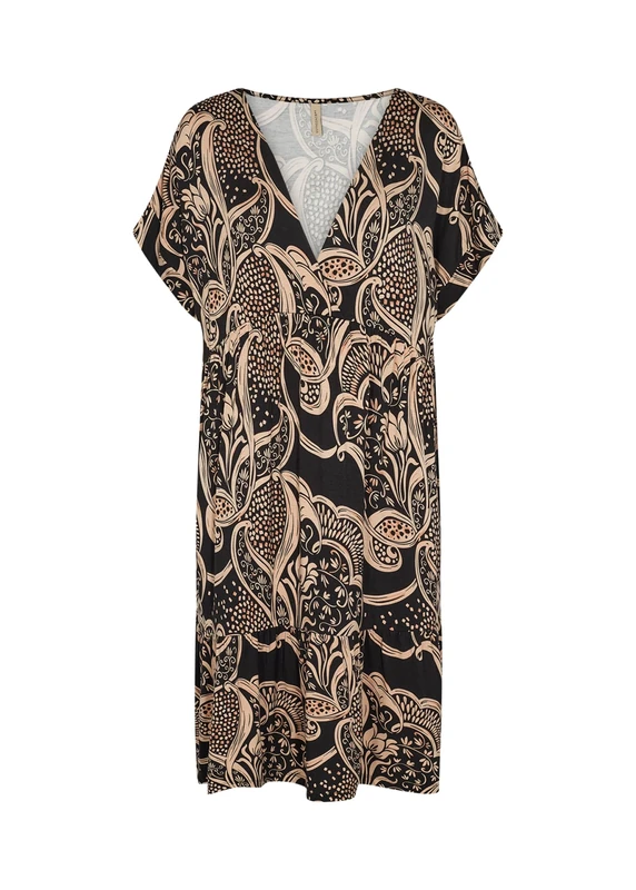 SOYACONCEPT Women's SC-MARICA AOP 243 Dress, Black, XL