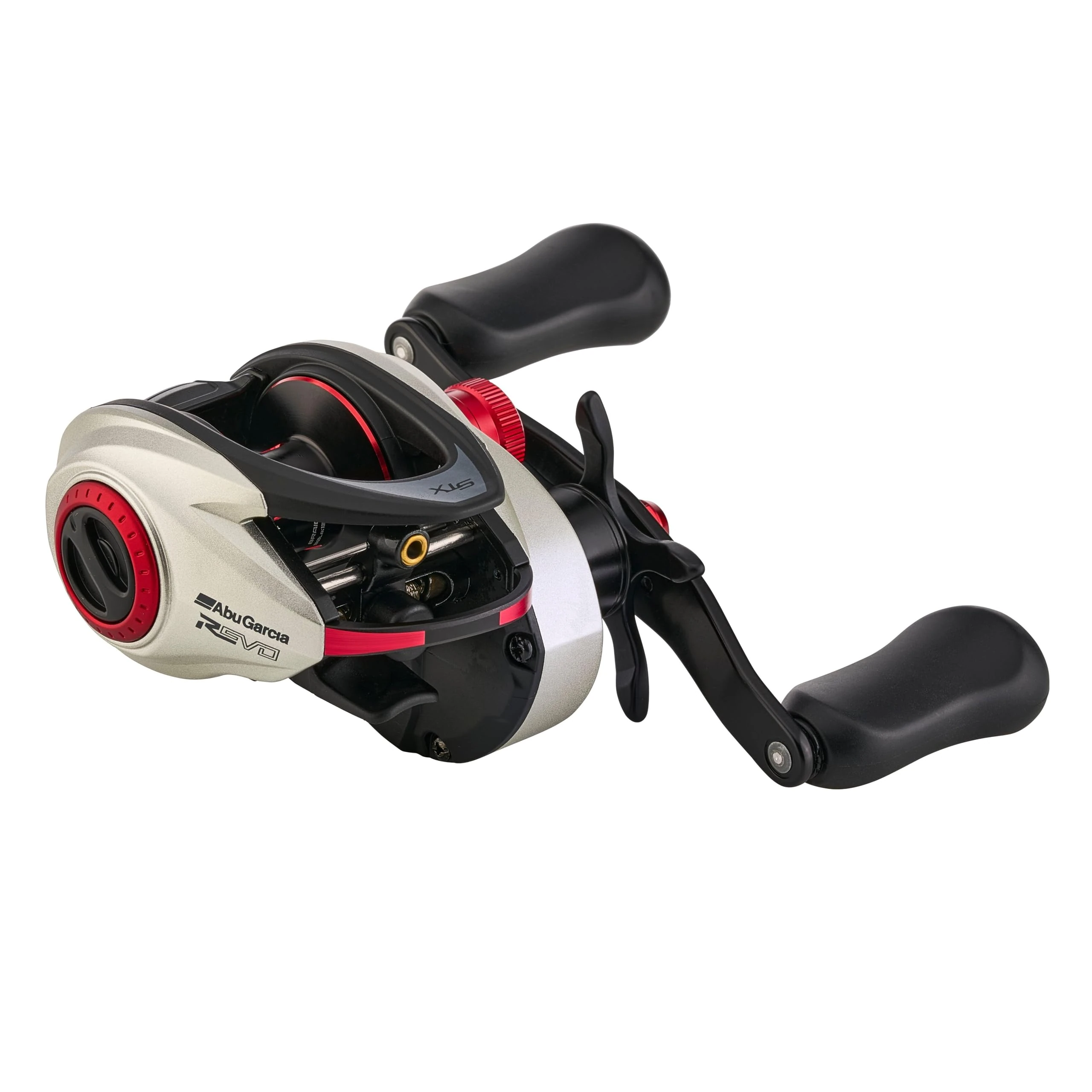 Abu Garcia Low Profile Baitcast Reel, Revo STX Low Profile Reels, Predator Fishing, Fresh water Angler, Perch, Pike, Zander, Black/Silver, Robust & Lightweight, 11+1 Bearing Count, Low Profile