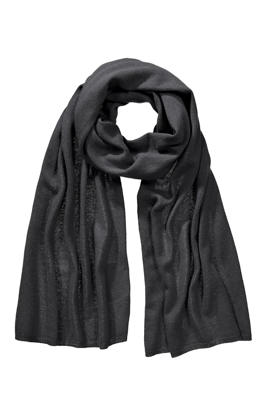 Ulla Popken Women's Cashmere Blended Scarf, Black, One Size