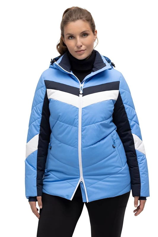 Ulla Popken Women's Functional ski Jacket, Retro, Water-Repellent, Pastel Petrol Blue, 24-26
