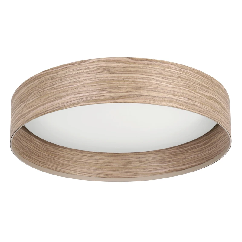 Eglo LED Ceiling Light Fitting Luppineria, Flush Mount Ceiling lamp, Round Living Room Lighting Made of Wood in Oak Finish, Metal and White Plastic, Warm White