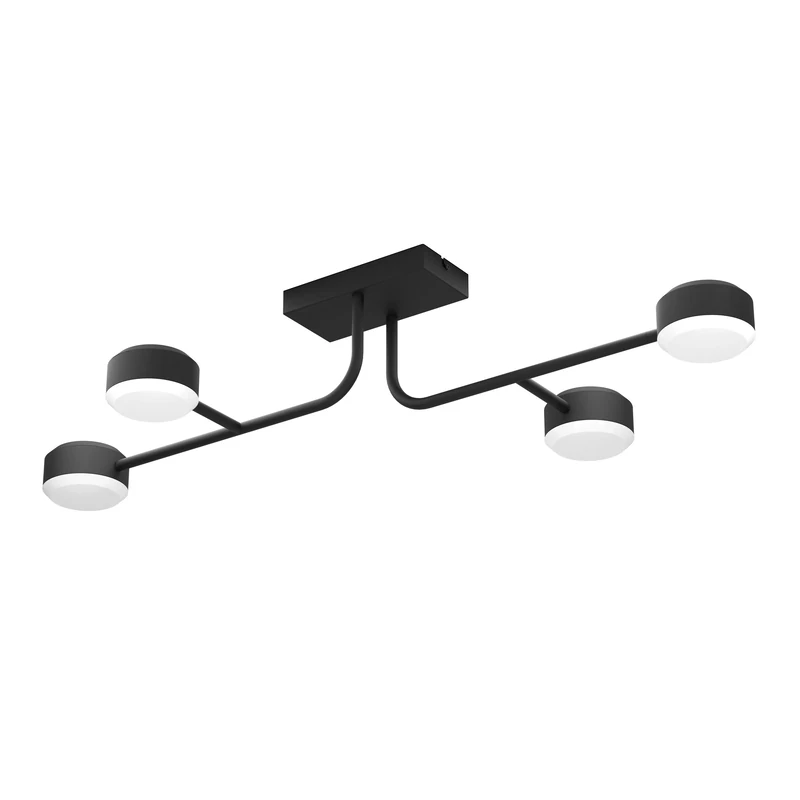Eglo LED Spotlight bar Clavellina, dimmable Ceiling Light Fitting with 4 Spots, Minimalist Living Room lamp Made of Black Steel and White Plastic, Warm White