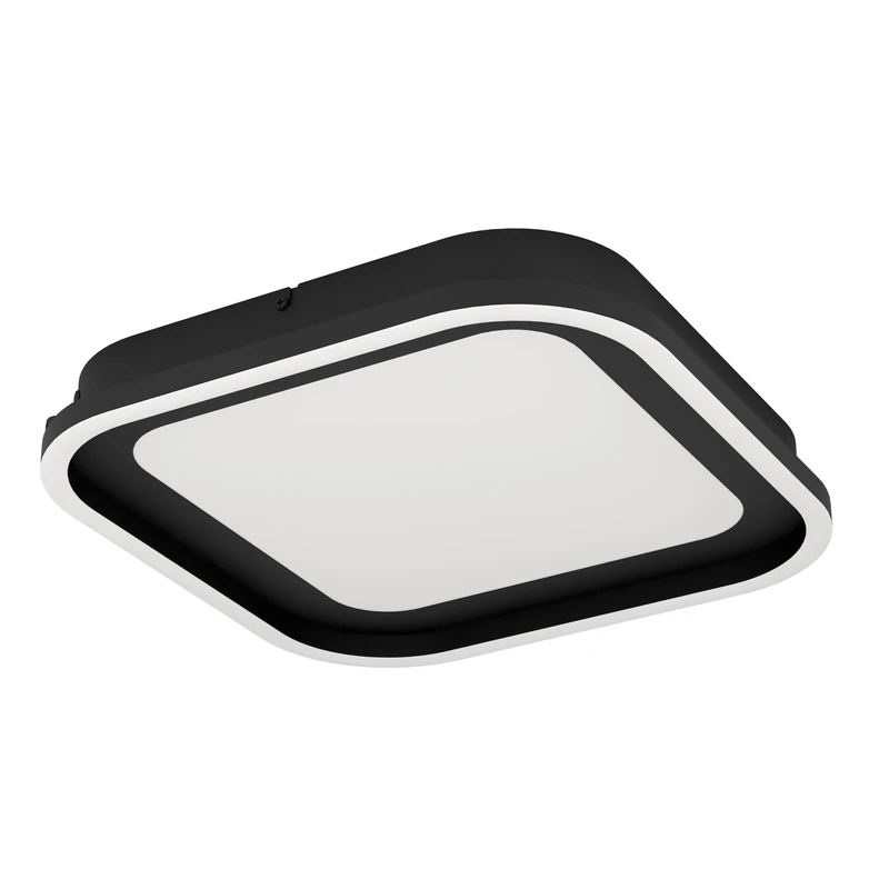 Eglo LED Ceiling spot Calagrano, dimmable Ceiling Light Fitting with Remote Control, Square Living Room lamp Made of Black Metal and White Plastic, Warm-Cool White