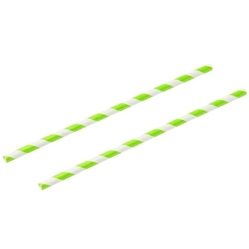 Green & White Paper Straws 8inch - Pack of 10000