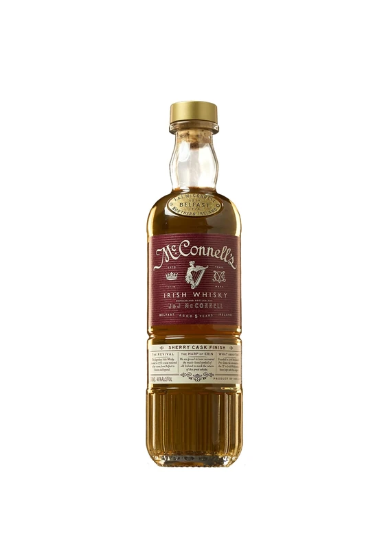 McConnell's Sherry Cask Finish Irish Single Malt Whisky 70cl, Award Winning - Gold Taste Award, Bartenders Brands Awards 2023, 46% ABV, Great Father's Day Gift