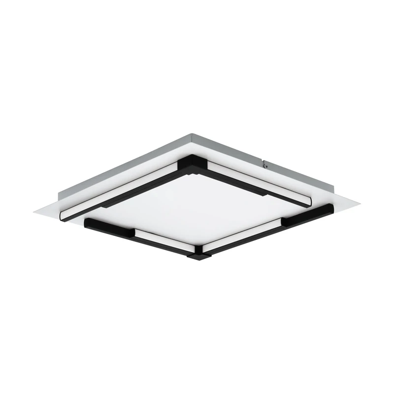 EGLO LED ceiling spot Zampote, dimmable ceiling light fitting, square kitchen and hallway lamp, wall lamp made of steel, aluminium and plastic in black and white, warm white, 15 x 15 in