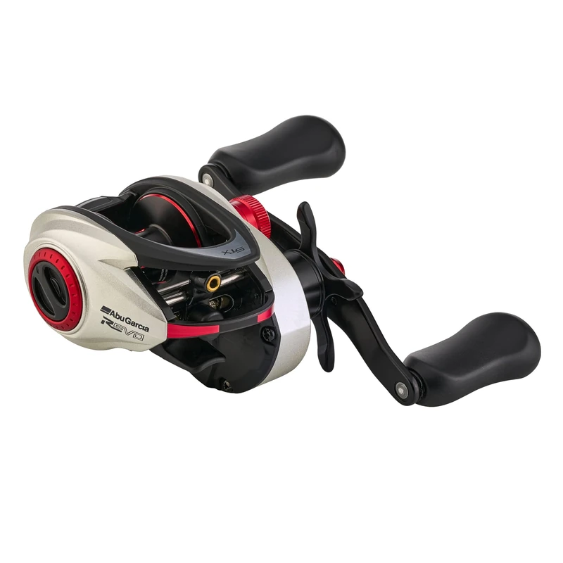 Abu Garcia Low Profile Baitcast Reel, Revo STX Low Profile Reels, Predator Fishing, Fresh water Angler, Perch, Pike, Zander, Black/Silver, Robust & Lightweight, 11+1 Bearing Count, Low Profile