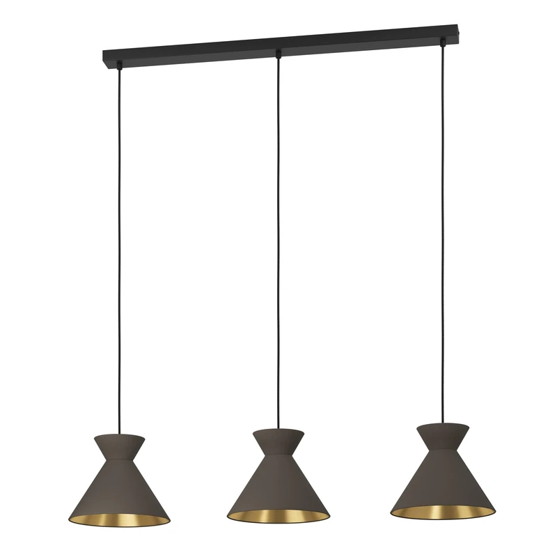 Eglo Pendant Lighting Nastasia, Ceiling Light Fitting with 3 Shades, Hanging lamp for Dining and Living Room Made of Metal in Cappuccino and Brass Colour, E27 Socket