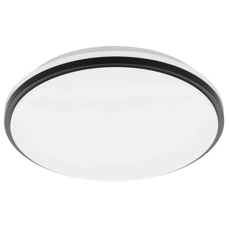 Eglo LED Ceiling Light Panel Pinetto, Flush Mount lamp, Round Wall lamp Made of Black and White Plastic, White Metal, Kitchen and Bathroom Lighting, Neutral White, IP44, Ø 14 in