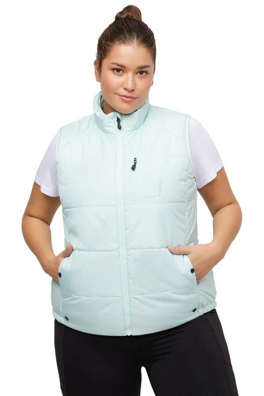 Ulla Popken Womenswear Plus Size Curvy HYPRAR Triple Function Quilted Fully Lined Vest Iceblau 50+ 812390704-50+ - Image 1