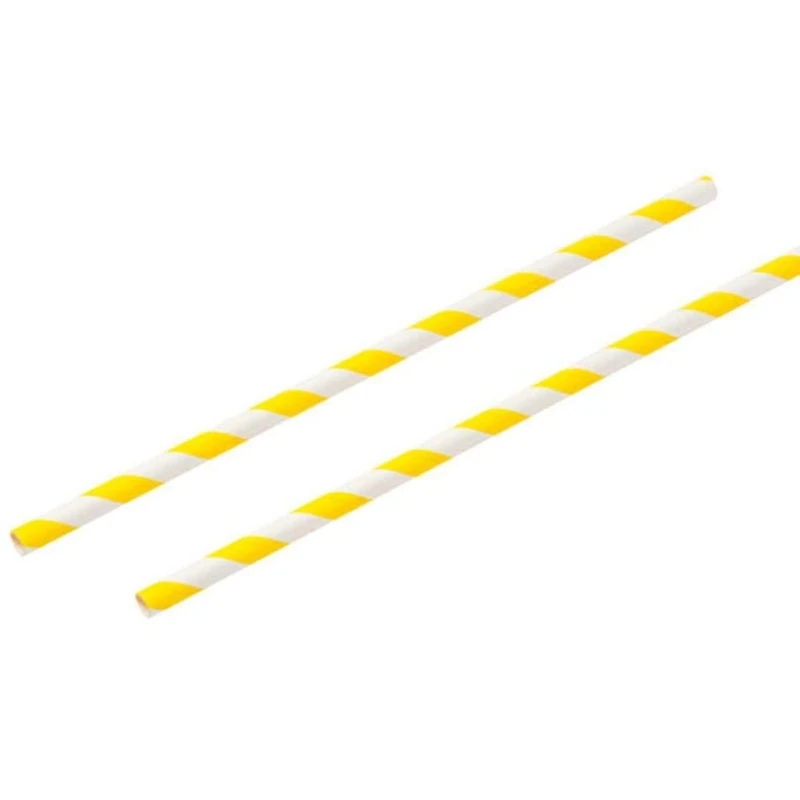 Yellow & White Paper Straws 8inch - Pack of 10000