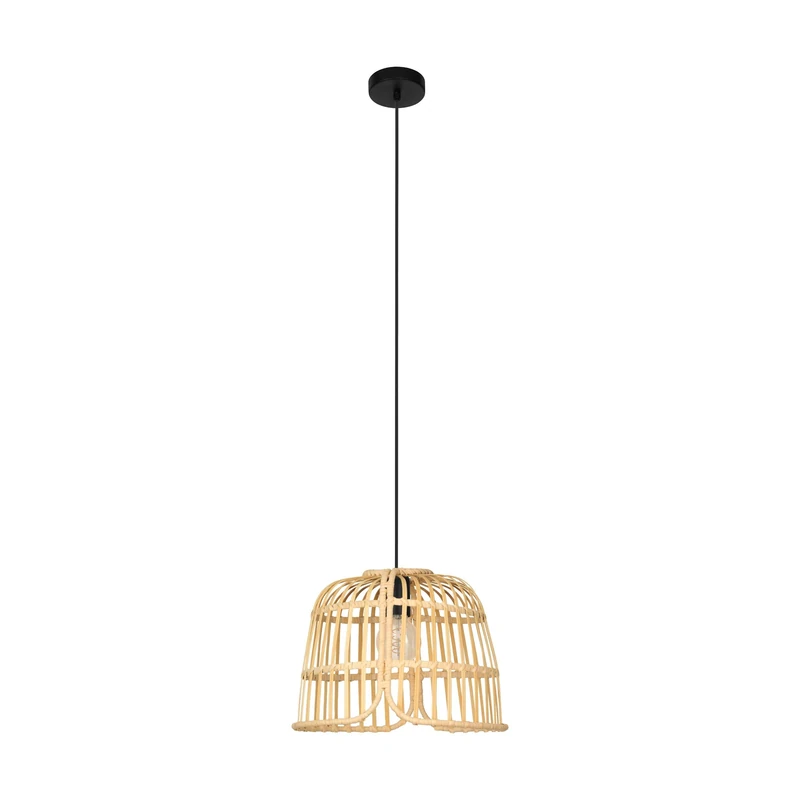 Eglo Pendant Lighting Glyneath, Ceiling Light Fitting in Boho Design, Hanging lamp for Dining and Living Room Made of Natural Rattan Wicker, E27 Socket