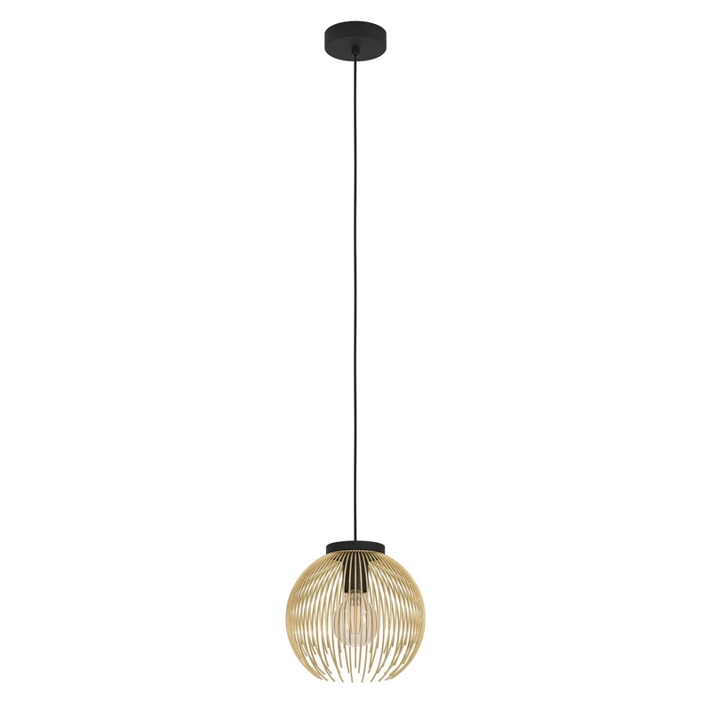 EGLO Pendant lighting Venezuela, ceiling light fitting, wire hanging lamp for dining and living room made of metal in black and gold, E27 socket