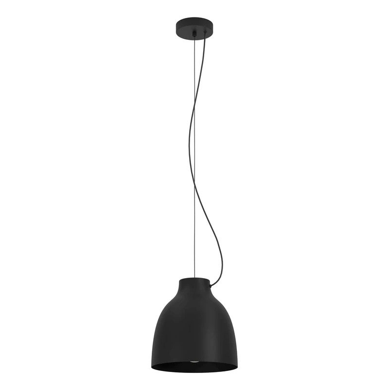 Eglo Pendant Lighting Camasca, Height-Adjustable Ceiling Light, Rise and Fall Hanging lamp for Dining and Living Room, Black Metal, E27 Socket