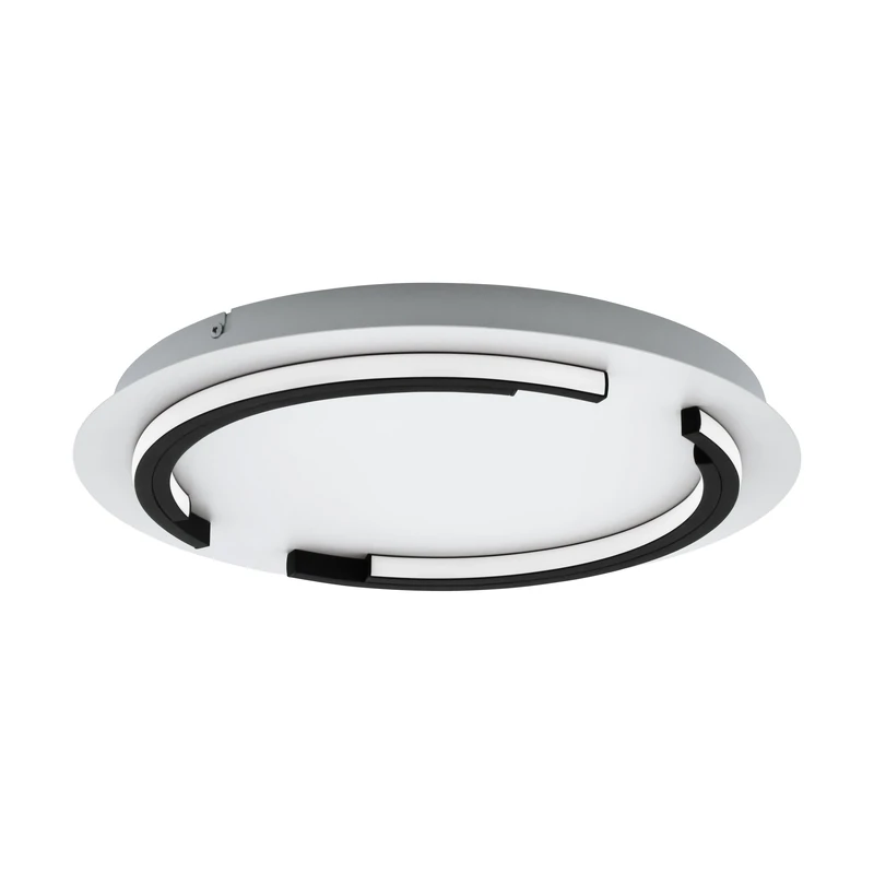 EGLO LED ceiling spot Zampote, dimmable ceiling light fitting, round kitchen and hallway lamp, wall lamp made of steel, aluminium and plastic in black and white, warm white, 17 in