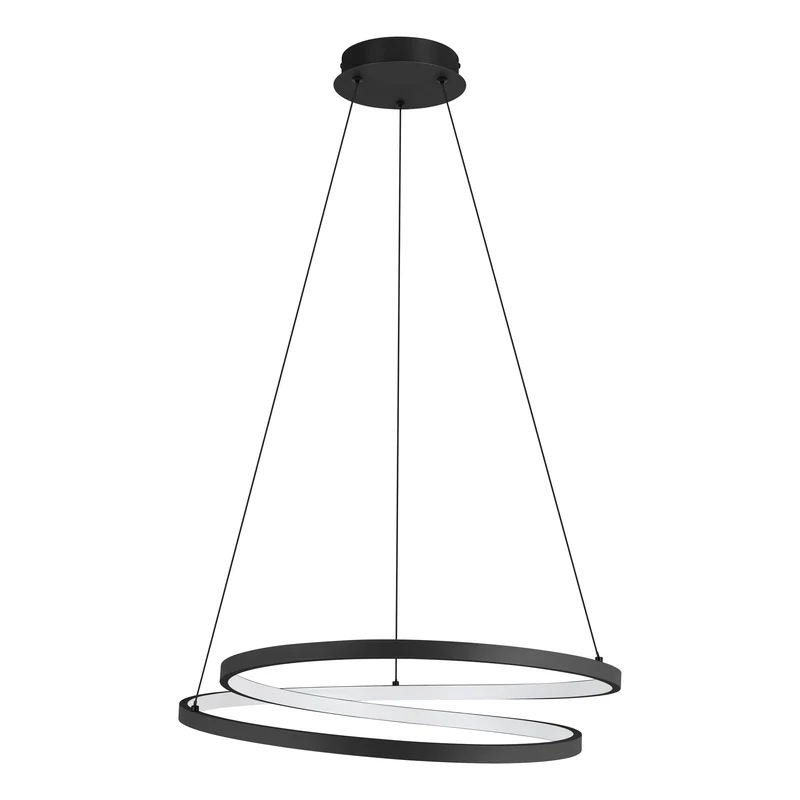 Eglo LED Pendant Lighting Ruotale, Ceiling Light Fitting for Dining Room, Hanging lamp Made of Black Metal and White Plastic, Warm White