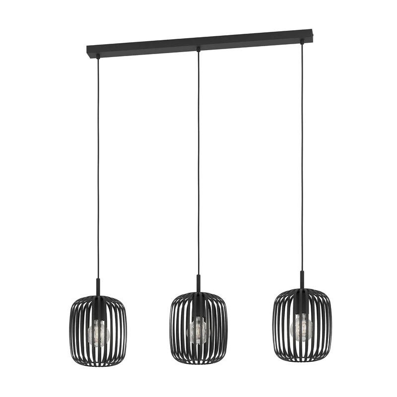 Eglo Romazzina 3-Lamp Pendant Light - Black Metal E27