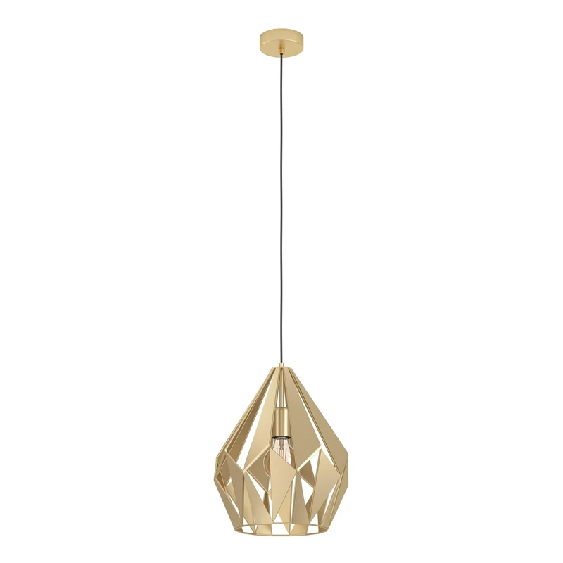 Eglo Pendant Lighting Carlton, Vintage Ceiling Light Fitting, Creative Hanging lamp for Dining and Living Room Made of Metal in Gold Finish, E27 Socket, Ø 12 in