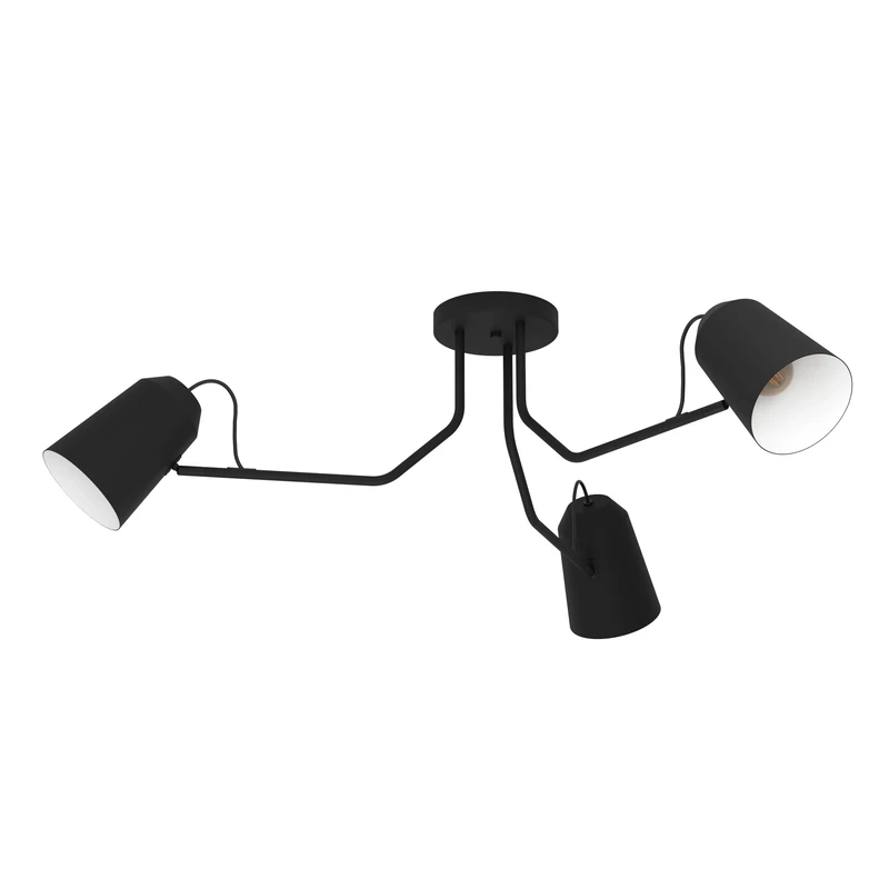 Eglo Spotlight Loreto, Ceiling Light Fitting with 3 Adjustable spot Lights, Minimalist Living Room lamp Made of Black and White Steel, Track Lighting with E27 Socket
