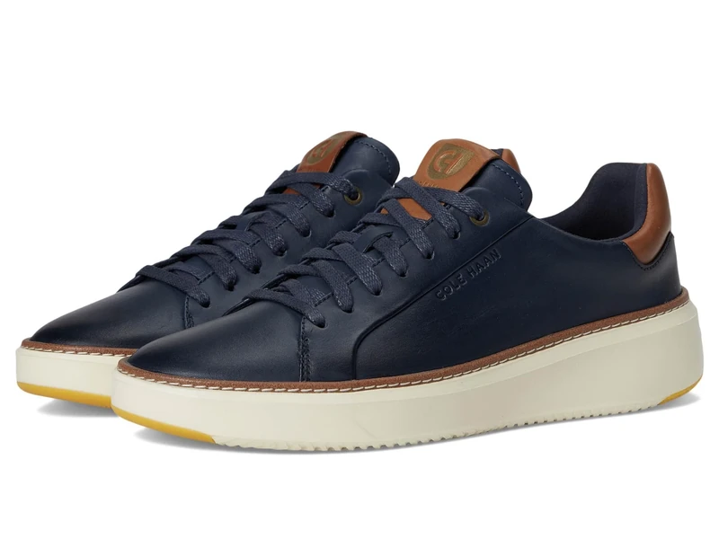 Cole Haan Mens GRANDPRØ TOPSPIN Sneaker,Navy Blazer Leather/Chestnut British tan/Ivory,8.5
