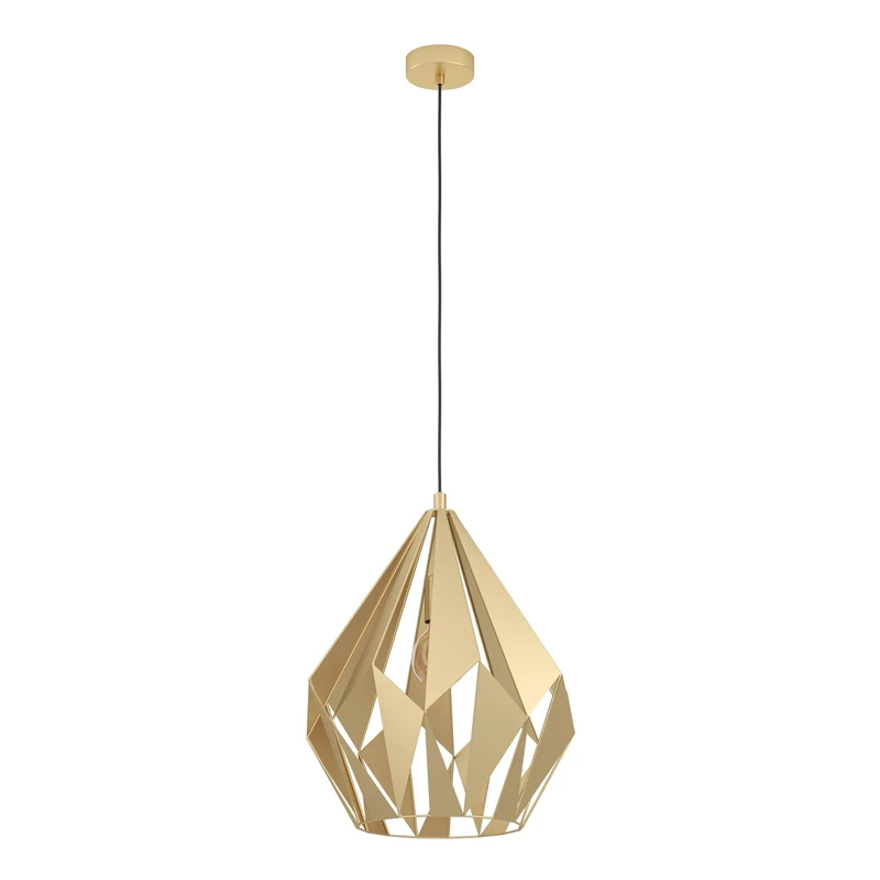 Eglo Pendant Lighting Carlton, Vintage Ceiling Light Fitting, Creative Hanging lamp for Dining and Living Room Made of Metal in Gold Finish, E27 Socket, Ø 15 in