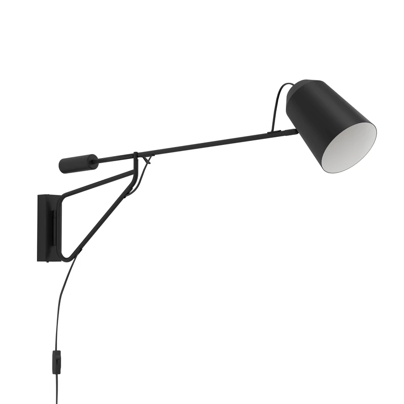 Eglo Indoor Wall Light Loreto 1, Flexible lamp with Swing arm, Living Room and Hallway Lighting Fixture, Reading lamp Made of Black and White Metal, E27 Socket