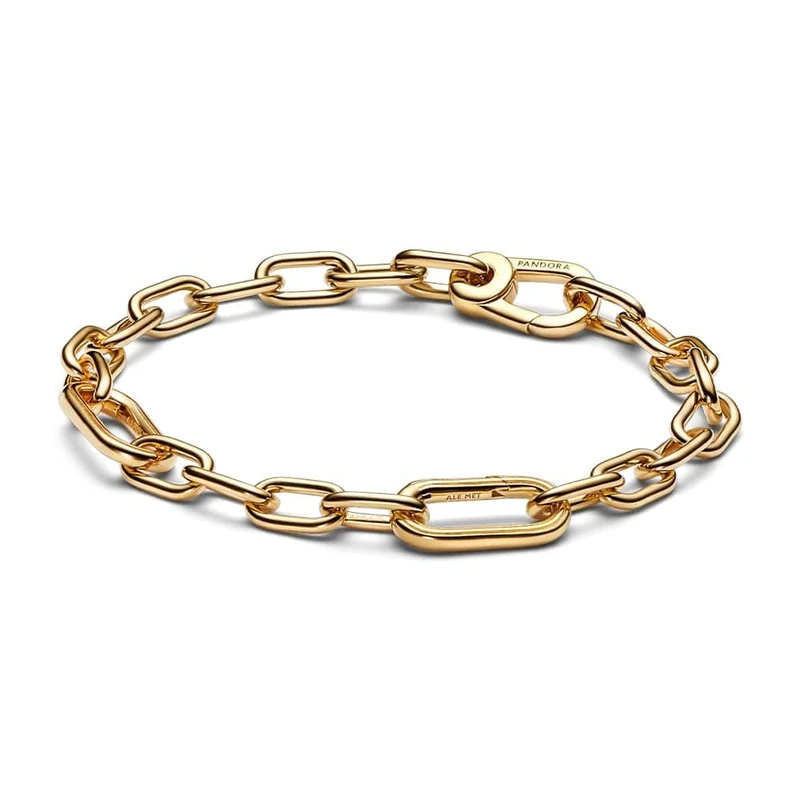 PANDORA ME Link Chain Bracelet In 14K Gold-Plated For Medallion Charms, Szie 17.5, No Box