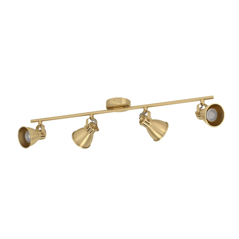 Eglo LED Spotlight bar Seras, Ceiling Light Fitting with 4 Adjustable spot Lights, Living Room lamp Made of Brushed Brass and Golden Steel, Track Lighting with GU10 Light Bulbs, Warm White