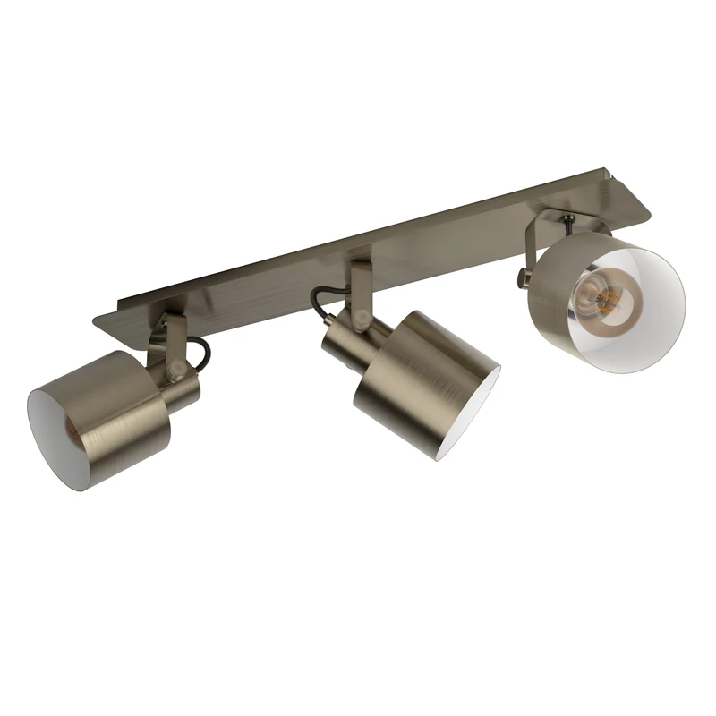 Eglo Spotlight bar Southery, Ceiling Light Fitting with 3 Adjustable spot Lights, Elegant Living Room lamp Made of Burnished Metal, Track Lighting with E27 Socket