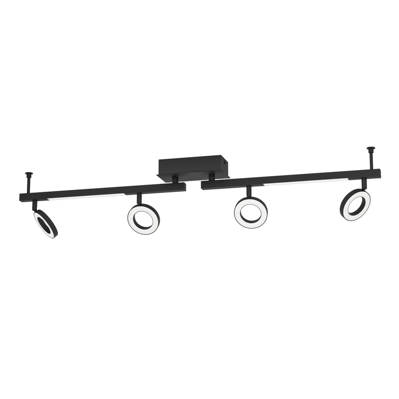 Eglo LED Spotlight bar Cardillio 2, Ceiling Light Fitting with 4 Adjustable spot Lights, Living Room lamp Made of Plastic and Black Metal, Track Lighting, Warm White