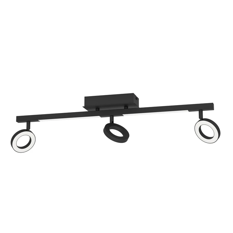 Eglo LED Spotlight bar Cardillio 2, Ceiling Light Fitting with 3 Adjustable spot Lights, Living Room lamp Made of Plastic and Black Metal, Track Lighting, Warm White