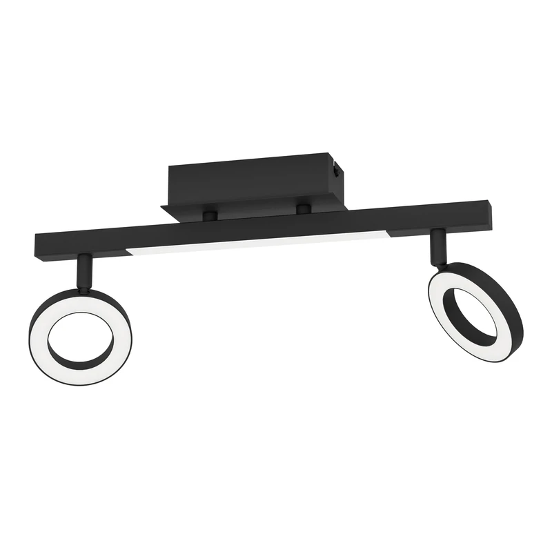 Eglo LED Spotlight bar Cardillio 2, Ceiling Light Fitting with 2 Adjustable spot Lights, Living Room lamp Made of Plastic and Black Metal, Track Lighting, Warm White