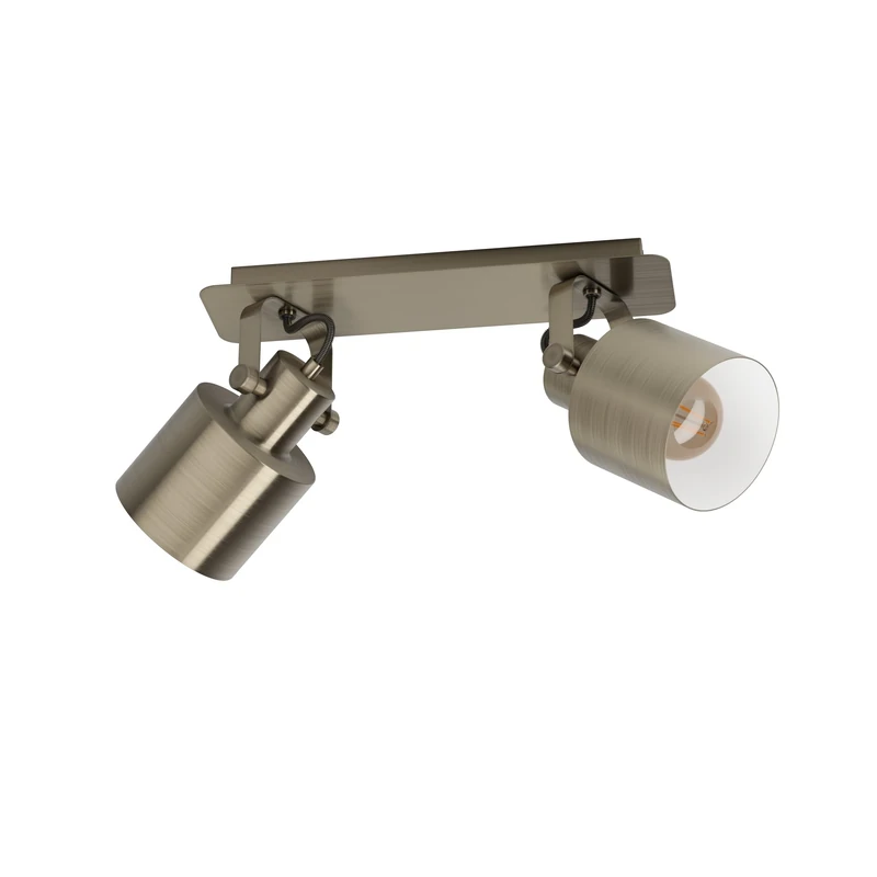 Eglo Spotlight bar Southery, Ceiling Light Fitting with 2 Adjustable spot Lights, Elegant Living Room lamp Made of Burnished Metal, Track Lighting with E27 Socket