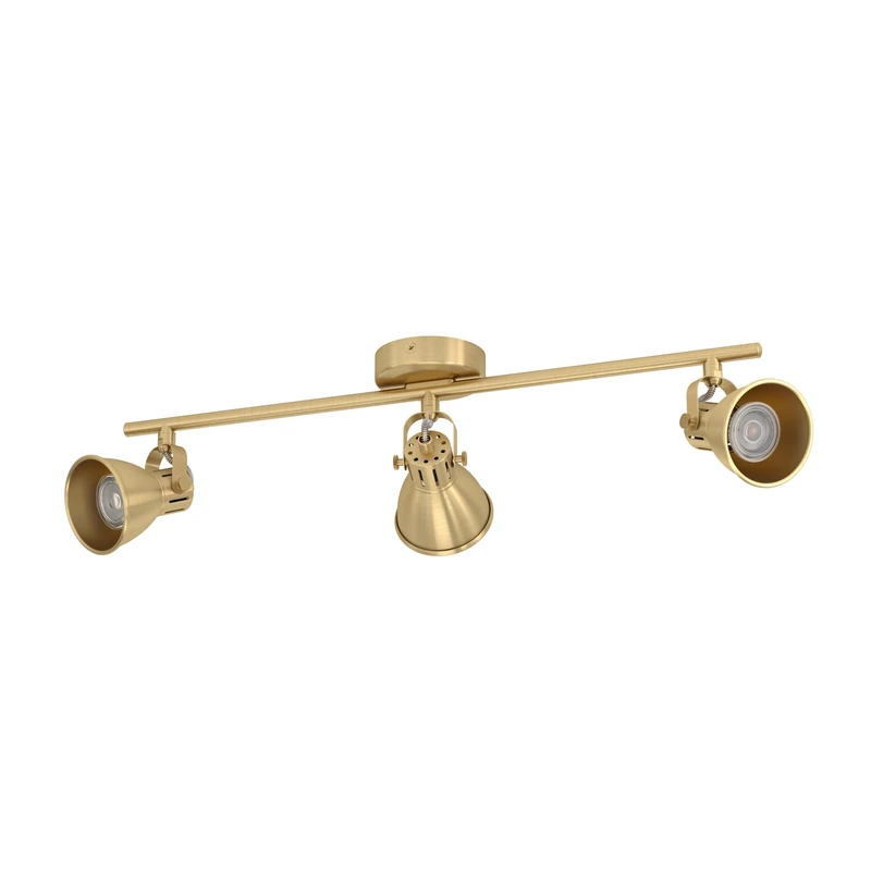 Eglo LED Spotlight bar Seras, Ceiling Light Fitting with 3 Adjustable spot Lights, Living Room lamp Made of Brushed Brass and Golden Steel, Track Lighting with GU10 Light Bulbs, Warm White