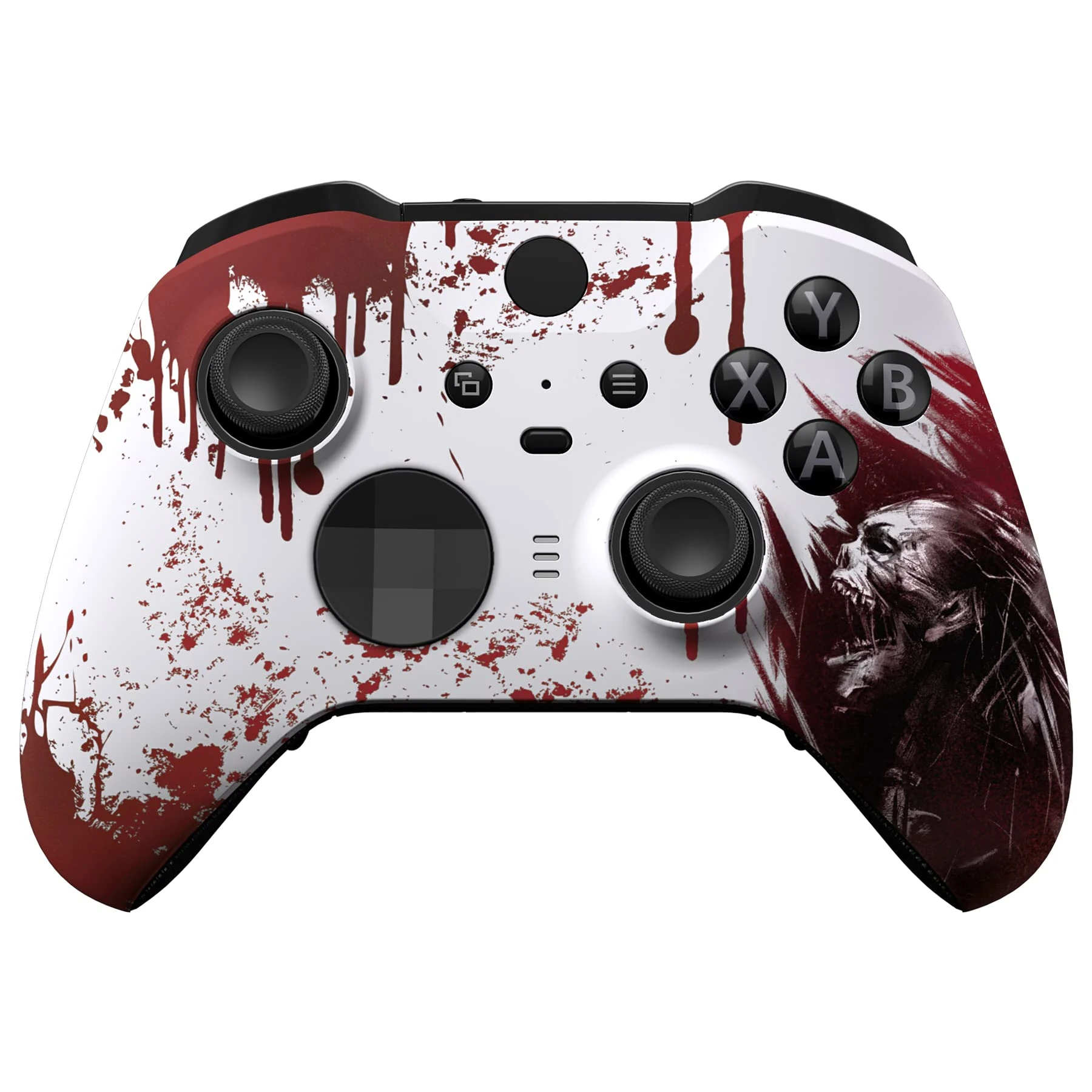 eXtremeRate Blood Zombie Replacement Faceplate Cover for Xbox One Elite Controller Series 2 (Model 1797), Soft Touch Front Housing Shell Case & Accent Rings for Xbox Elite Series 2 Core Controller