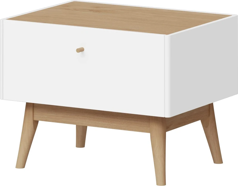 Germania Monteo 2410-535 Bedside Console White/Kendal Oak Solid Wood Details 42 x 42 x 55 cm (W x H x D)
