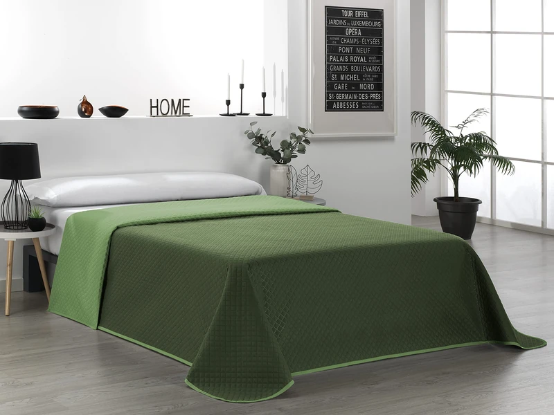Martina Home Olive Green Reversible Bedspread to fit 135cm Bed