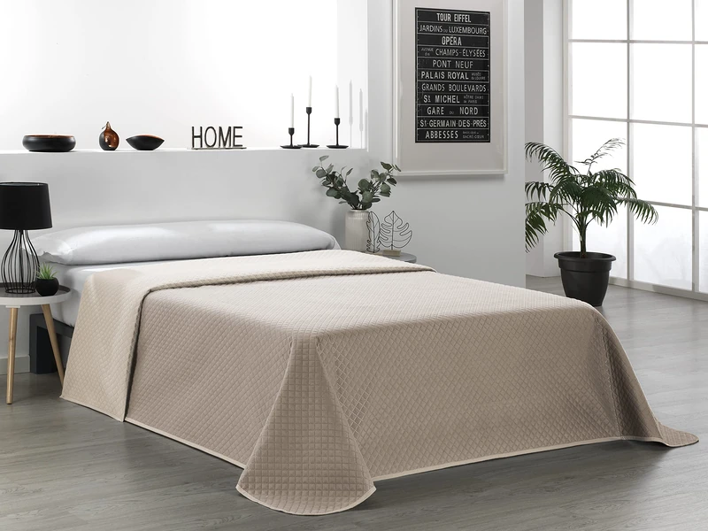 Martina Home Bouti Bedspread Reversible Beige Leather Bed 135
