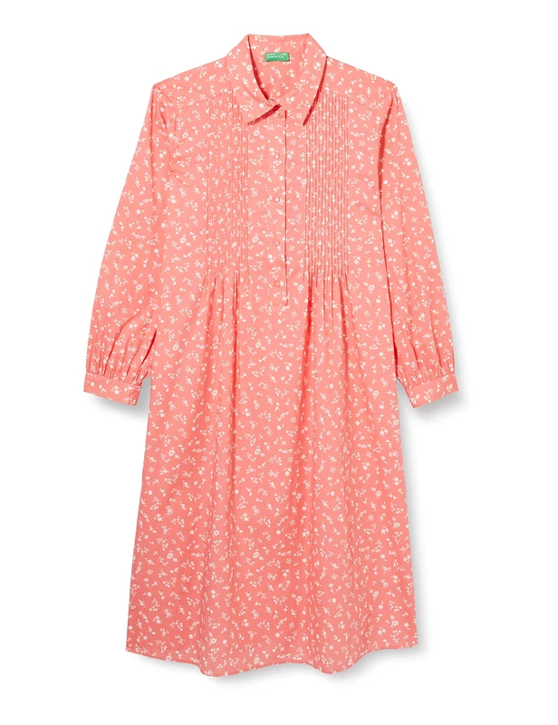 United Colors of Benetton Dress 4THADV04P, Pink Patterned 73W, S Woman, Pink Patterned 73w, S