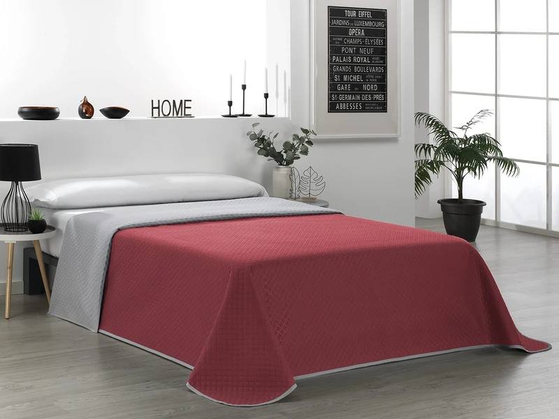 Martina Home Reversible Bedspread Red Grey for 150 cm Bed