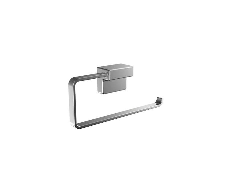 EMCO Cue Wall Mounted Towel Ring Elegant Towel Rail with Right Opening Guest Towel Holder, Chrome