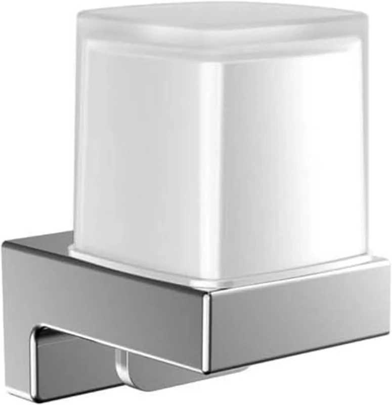 emco Cue Liquid Soap Dispenser - Wall Mounted Metal & Crystal Glass Bathroom Soap Dispenser Wall Mounted, Glue or Screw, (Chrome)