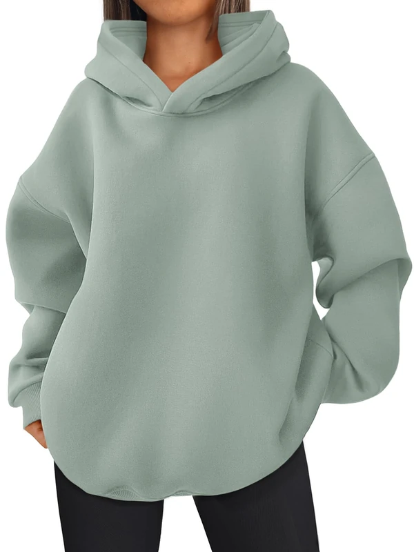 EFAN Womens Oversized Hoodies Sweatshirts Fleece Hooded Pullover Tops Sweaters Casual Comfy Fall Fashion Outfits Clothes 2025, Light Green, S