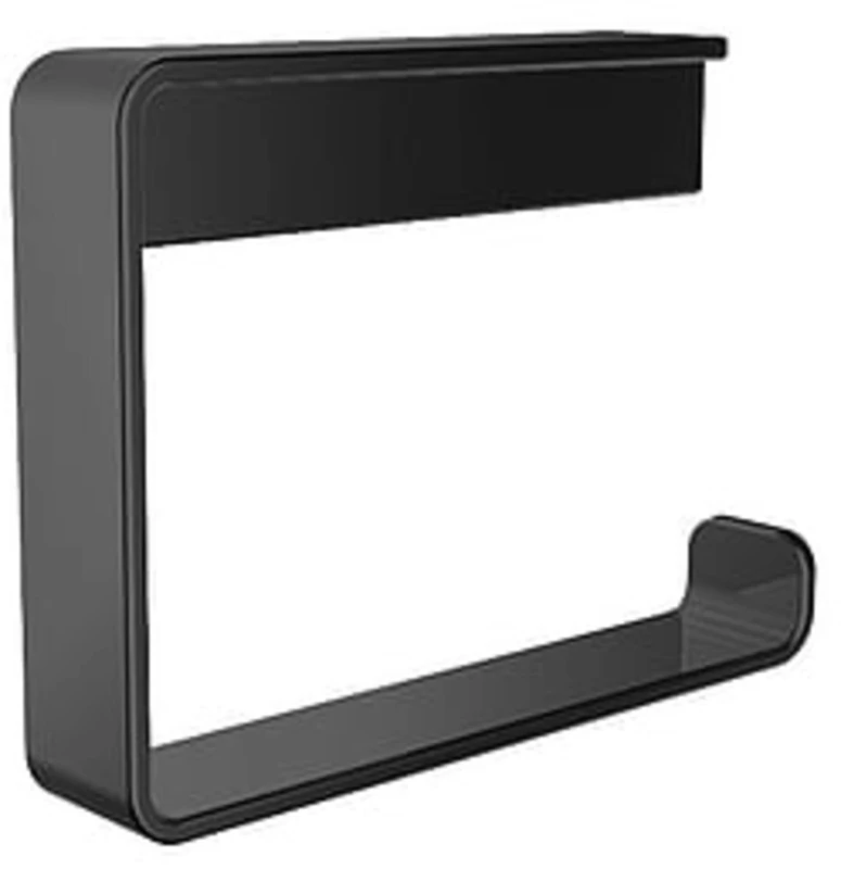 EMCO Loft Wall Mounted Toilet Roll Holder Modern Paper Holder without Lid Aluminium Paper Holder Matt Black - Image 1