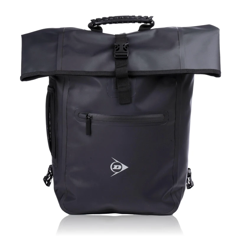 DUNLOP 4-in-1 Roll Top Backpack - Bike Bag - 4 Carrying Options - Waterproof - 25 L - Incl. Bottle Holder - Black - Image 1